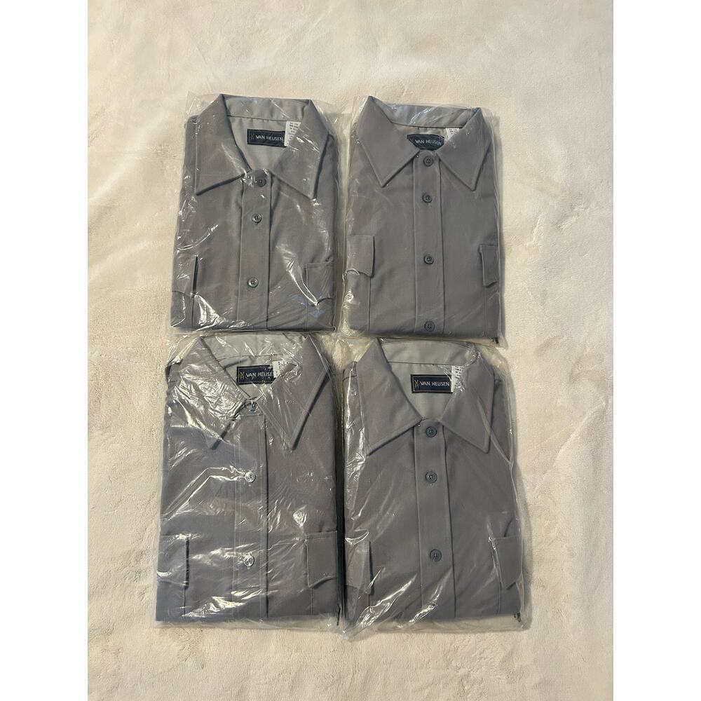Lot of 4 Gray Collar Van Heussen Shirts. Size 15 1/2. New